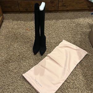 Stuart Weitzman avenue zip 95-knee high boot black suede